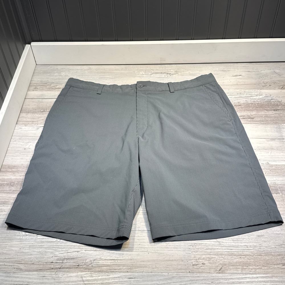 Nike Golf Tour Performance Shorts Sz Mens 38 Grey Stripes Mid Rise Stretch